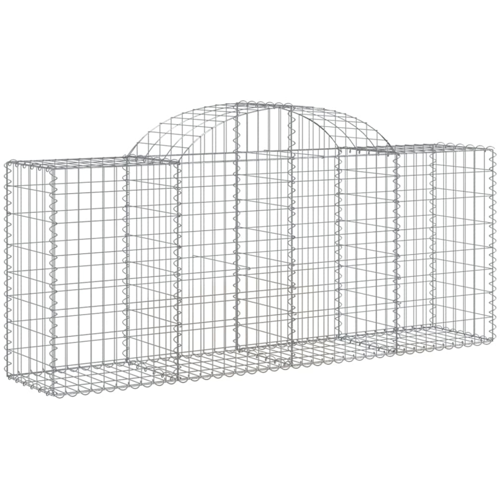 vidaXL Silver Galvanised Iron Arched Gabion Basket 80/100 x 50 x 200cm 14 Pack Image 1
