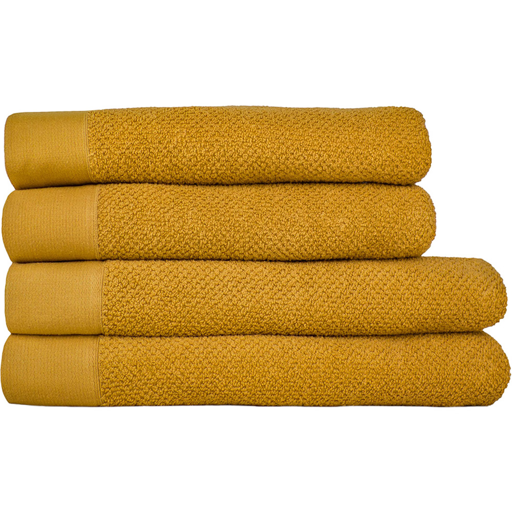 furn. Textured Cotton Ochre Bath Towels and Sheets Set of 4 Image 1