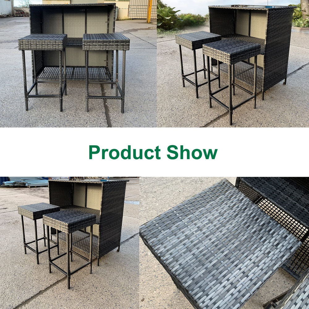 Furniture One 2 Seater Yellow Rattan Garden Bar Set Image 7