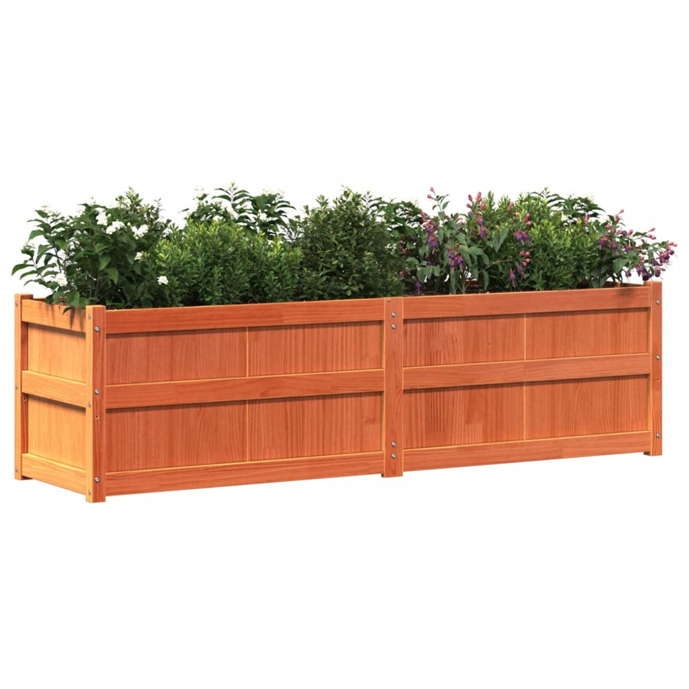 vidaXL Wax Brown Solid Pine Wood Garden Planter 180 x 50 x 50cm Image 3