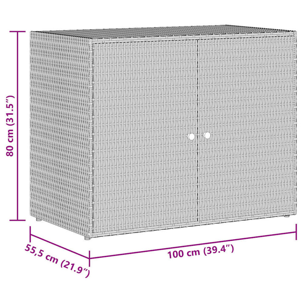 vidaXL 2 Door Black PE Rattan Garden Storage Cabinet Image 6