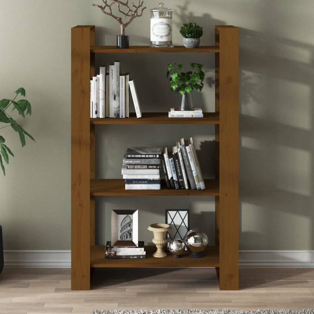 vidaXL 4 Shelf Honey Brown Bookcase Image 1