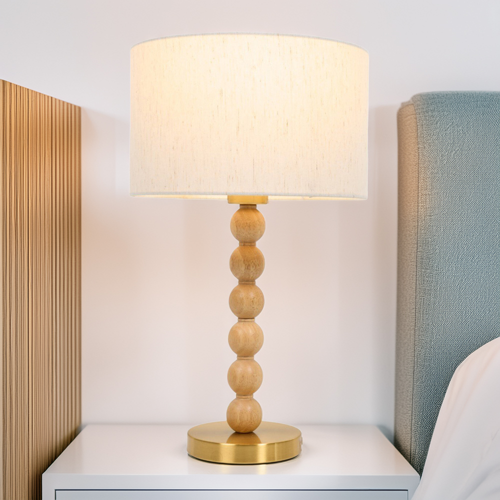 Ellis Wood Effect Table Lamp Natural Image 2