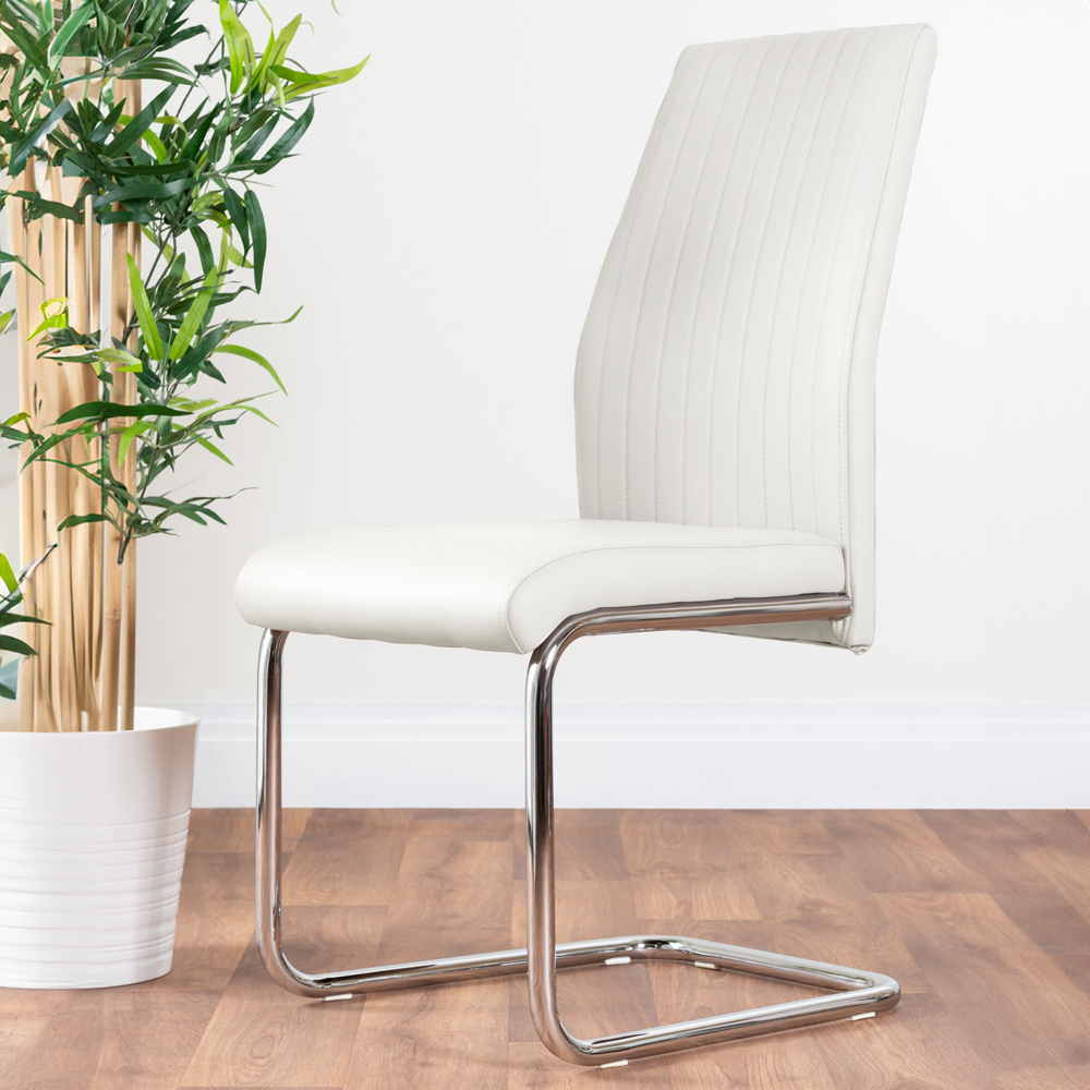 Furniturebox Elissa Fontana Marble Effect 2 Seater Round Dining Set White and Chrome Image 3