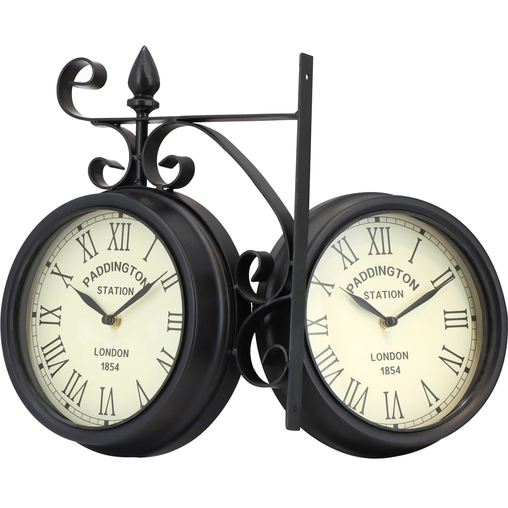 Charles Bentley Black Paddington Double Sided Garden Clock 35 x 33cm Image 5