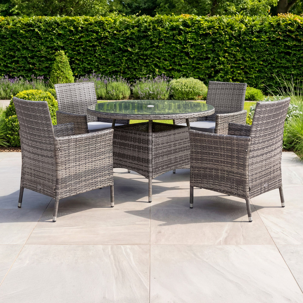 Charles Bentley 4 Seater Rattan Dining Set Grey Image 6