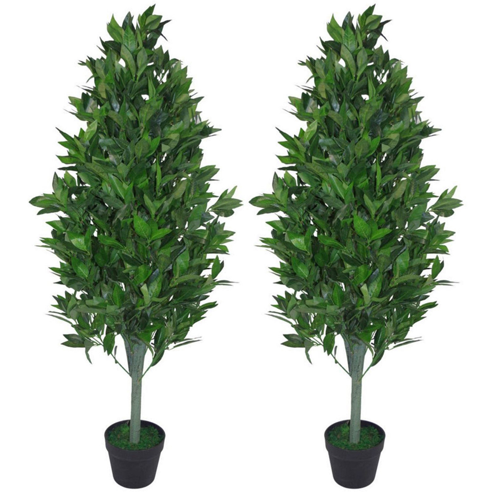 Leaf Bay Tree Pair Topiary Laurel Cone Artificial Tree 2 Pack Image