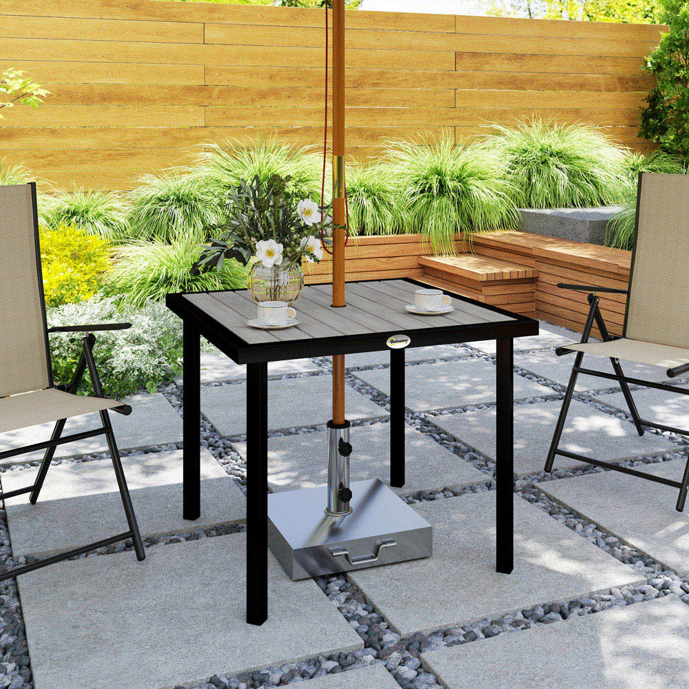 Outsunny 4 Seater Garden Table with Parasol Hole Light Grey Image 4