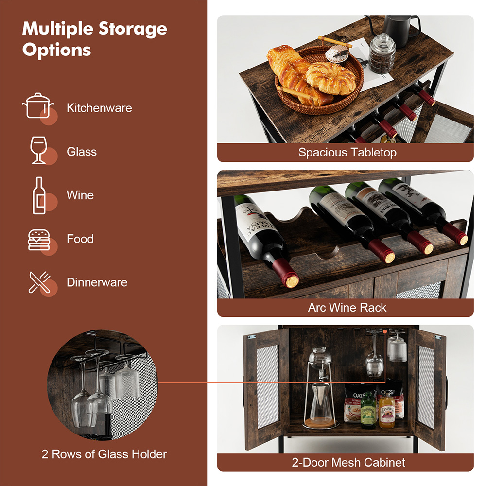 Costway 2 Door Single Shelf Rustic Brown Industrial Storage Cabinet Image 8