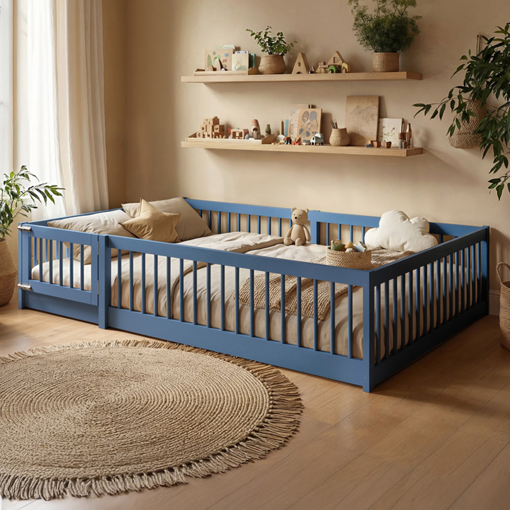 Flair Imogen Small Double Blue Montessori Toddler Floor Bed Image 1