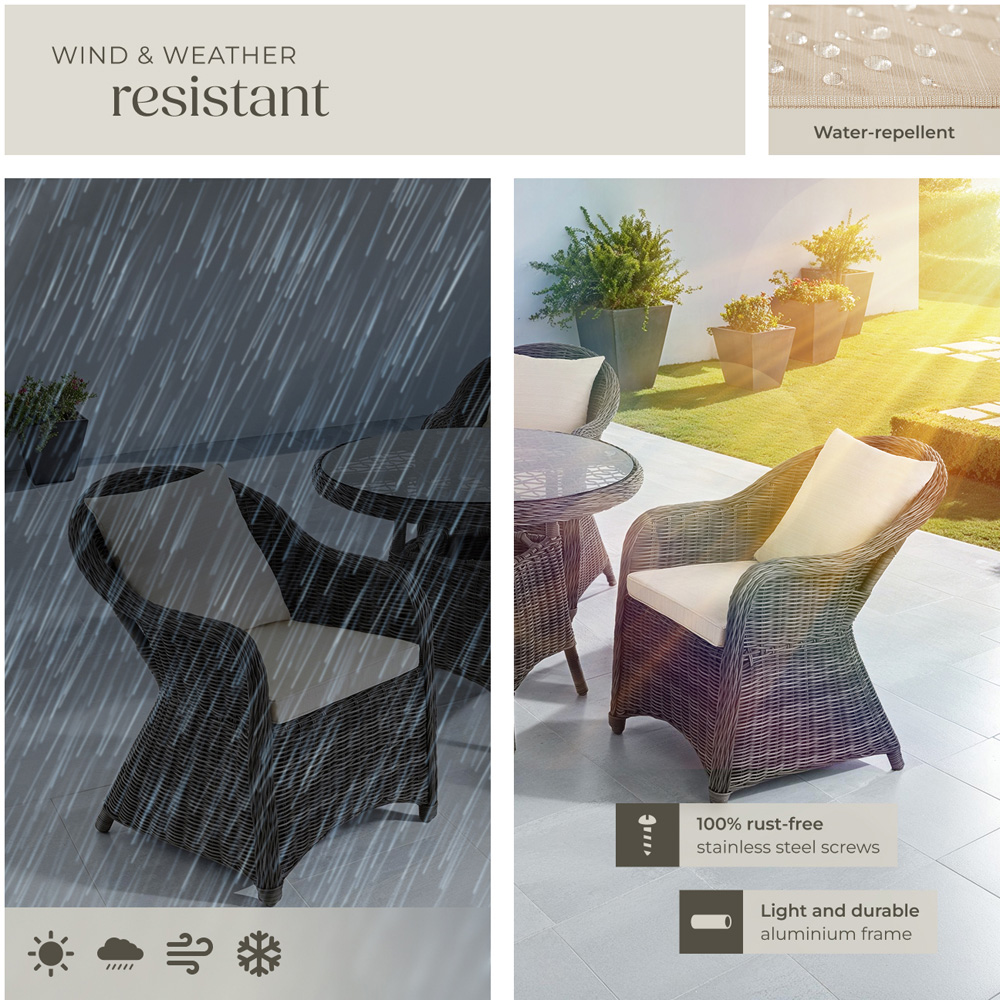tectake Zurich 3 Seater Grey Garden Table and Chairs Image 7