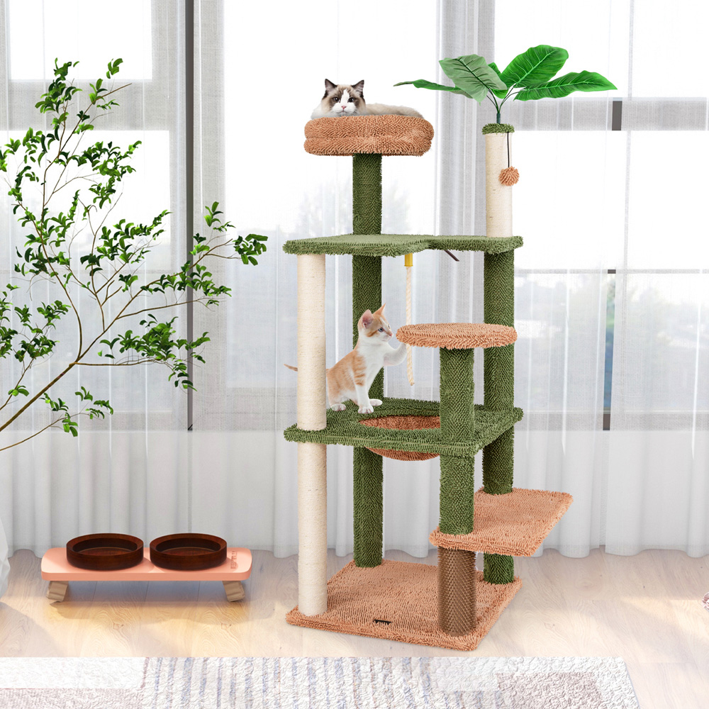 Costway Green Cat Tree with Sisal Scratching Posts 152cm Image 2