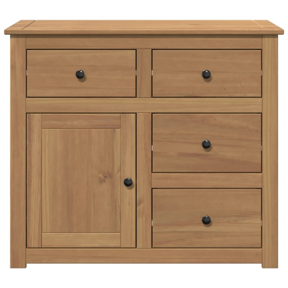vidaXL Single Door 4 Drawer Solid Wood Pine Sideboard Image 4