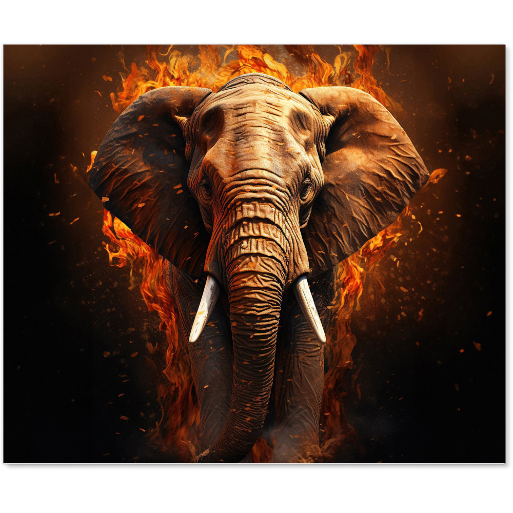 Warren Reed Designer Splashart Elephant and Fire Glass Kitchen Splashback 75 x 90cm Image 2