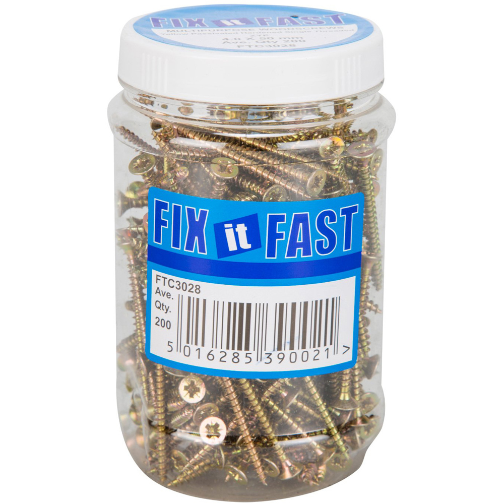 Fix it Fast 8 x 2 Inch Zinc Plated Pozi Chipboard Screws 200 Pack Image
