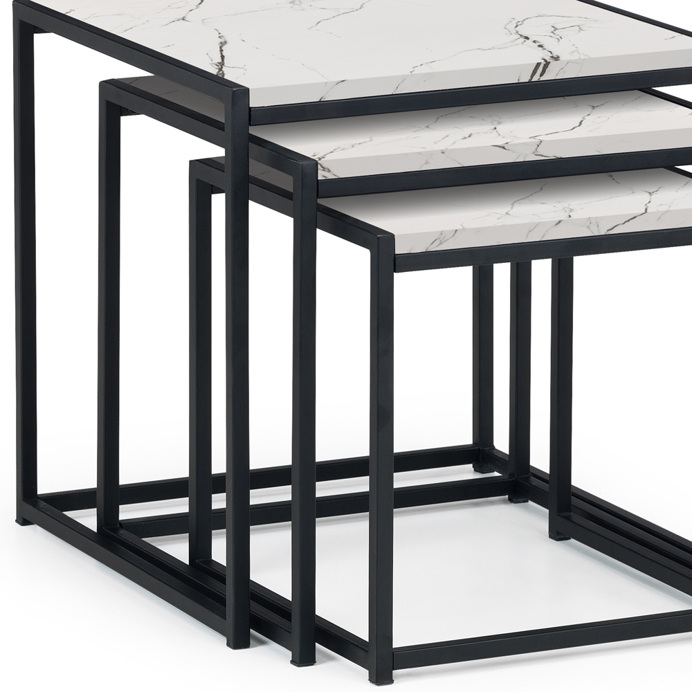 Julian Bowen Tribeca White Marble Nesting Tables Set of 3 Image 5