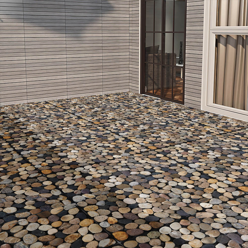 Living and Home Natural Non Slip Faux Pebble Interlocking Floor Tile 6 Pack Image 7