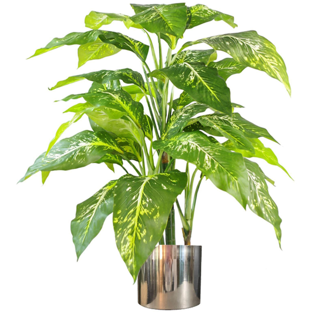 Leaf Fox Aglaonema Artificial Tree in Silver Metal Planter 3.2ft Image 1