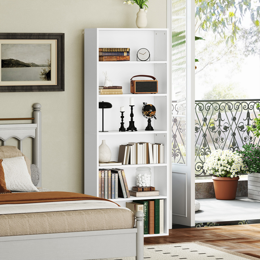 HOMCOM 6 Shelf White Freestanding Bookshelf Image 8