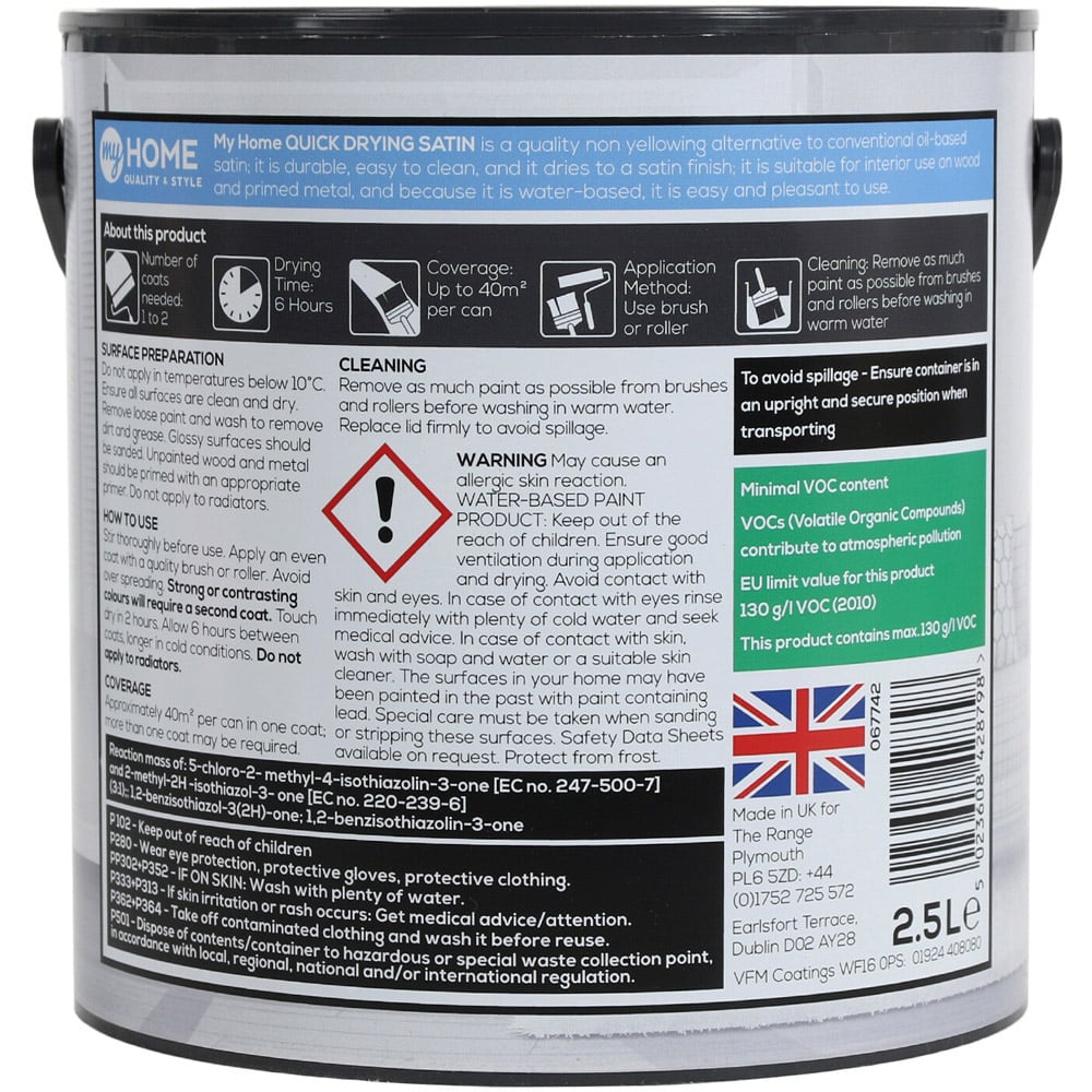 My Home Wood & Metal Pure Brilliant White Satin Paint 2.5L Image 3
