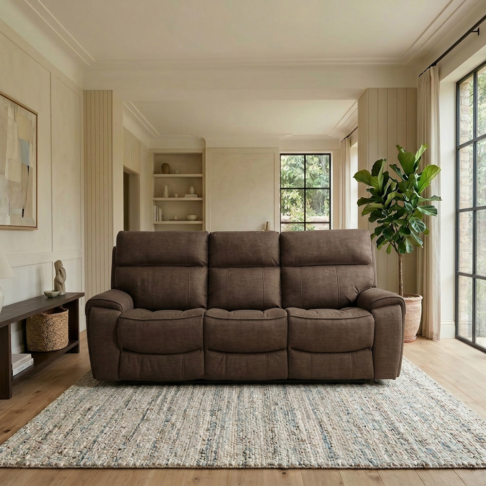 Cancun 3 Seater Brown Manual Recliner Sofa Image 1