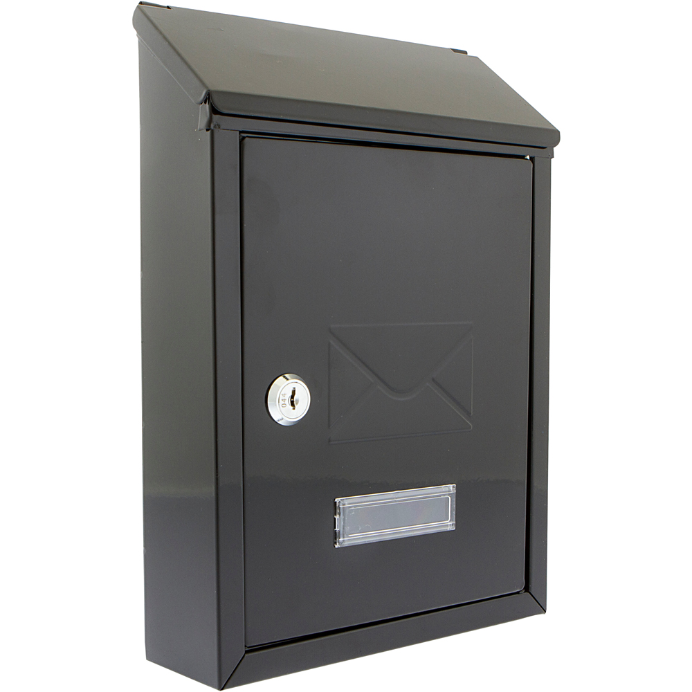 Burg-Wachter Avon Black Galvanised Steel Wall Mounted Top Opening Lockable Post Box 30 x 21 x 7cm Image 1