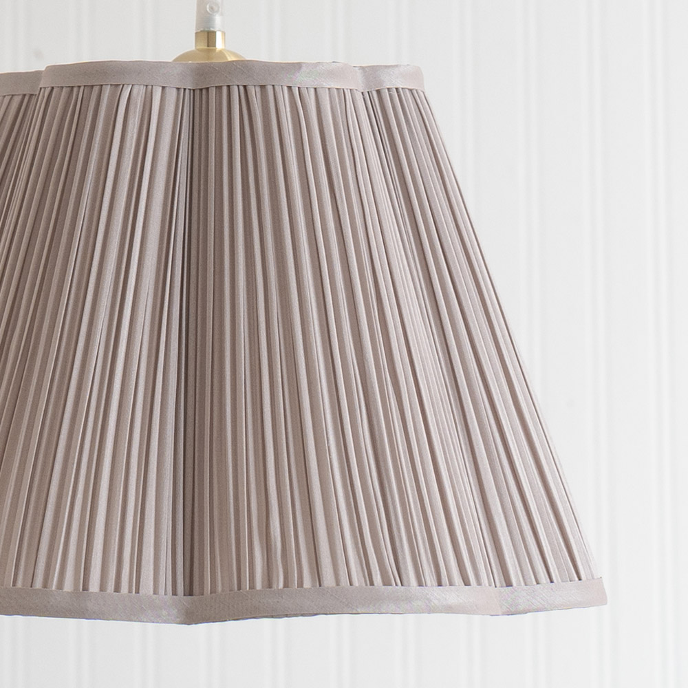 ValueLights Loralei Light Grey Large Pleated Faux Silk Scalloped Easy Fit Lamp Shade Image 3