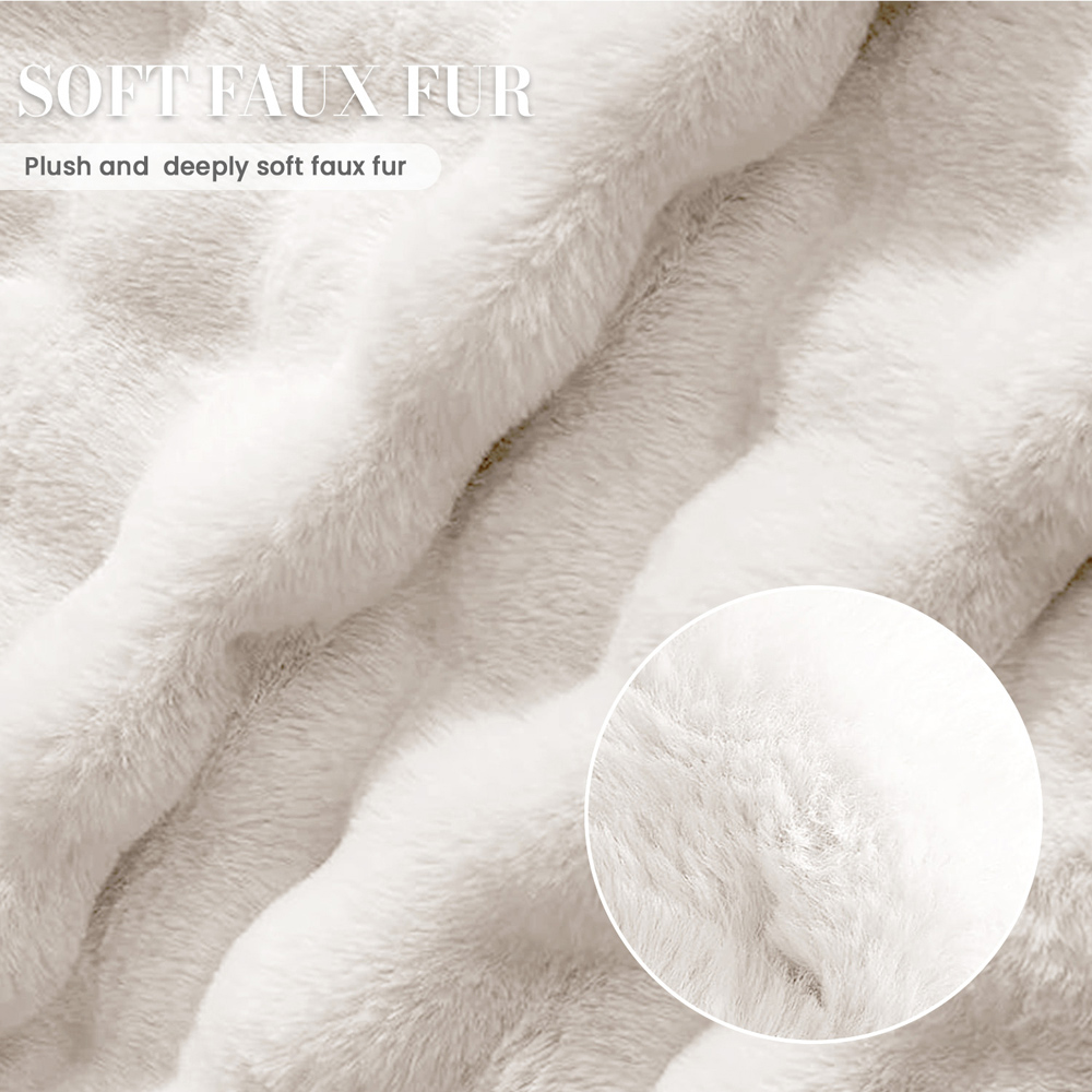 Sweet Dreams Alpine Single Cream Faux Fur Fitted Sheet Image 3
