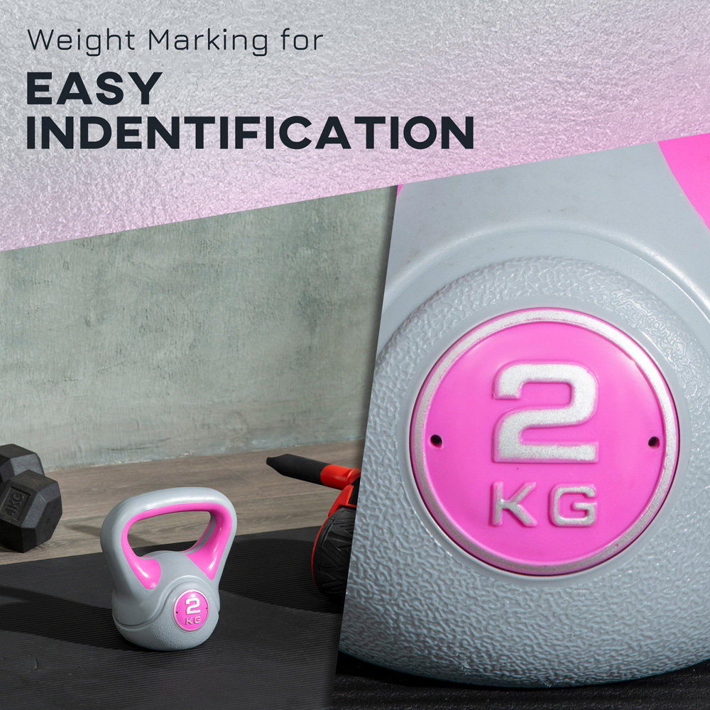 SPORTNOW Pink and Grey Kettle Bell with Handle 2kg Image 7