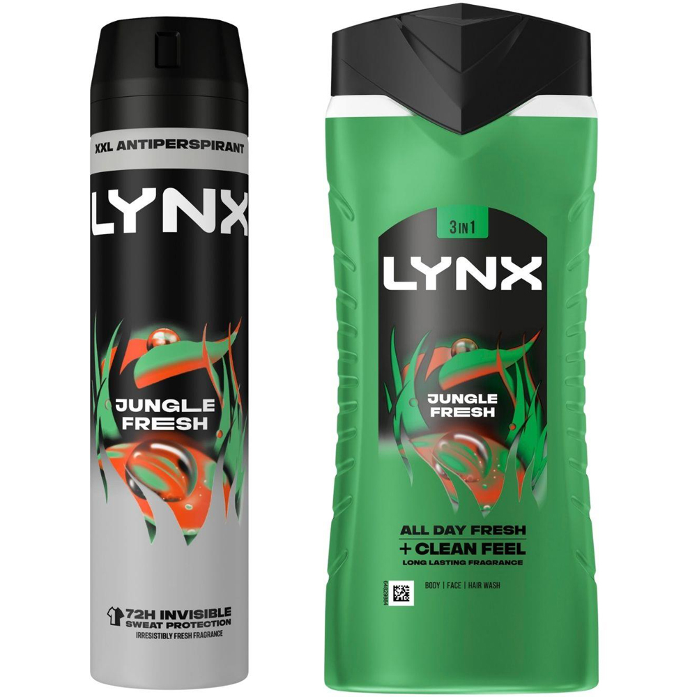 Lynx Jungle Fresh Shower Gel 500ml and XXL Anti-Perspirant Spray Bundle Image 1