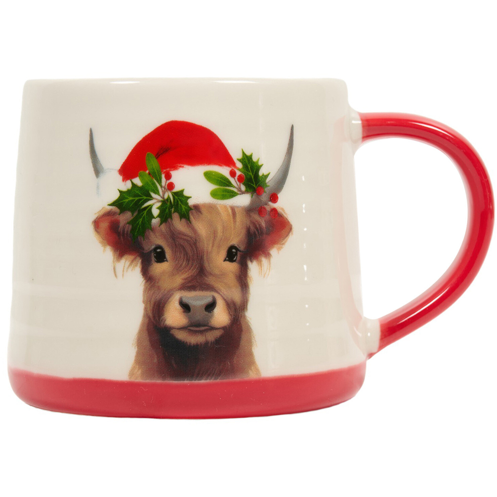 Highland Cow Santa Hat Mug Image 3