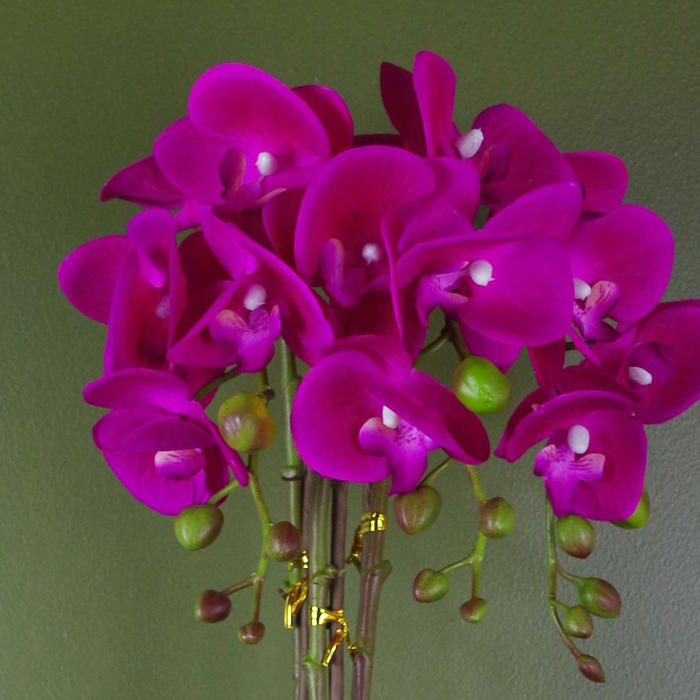 Botanik Dark Pink Orchid Artificial Plant in Silver Pot 52cm Image 3