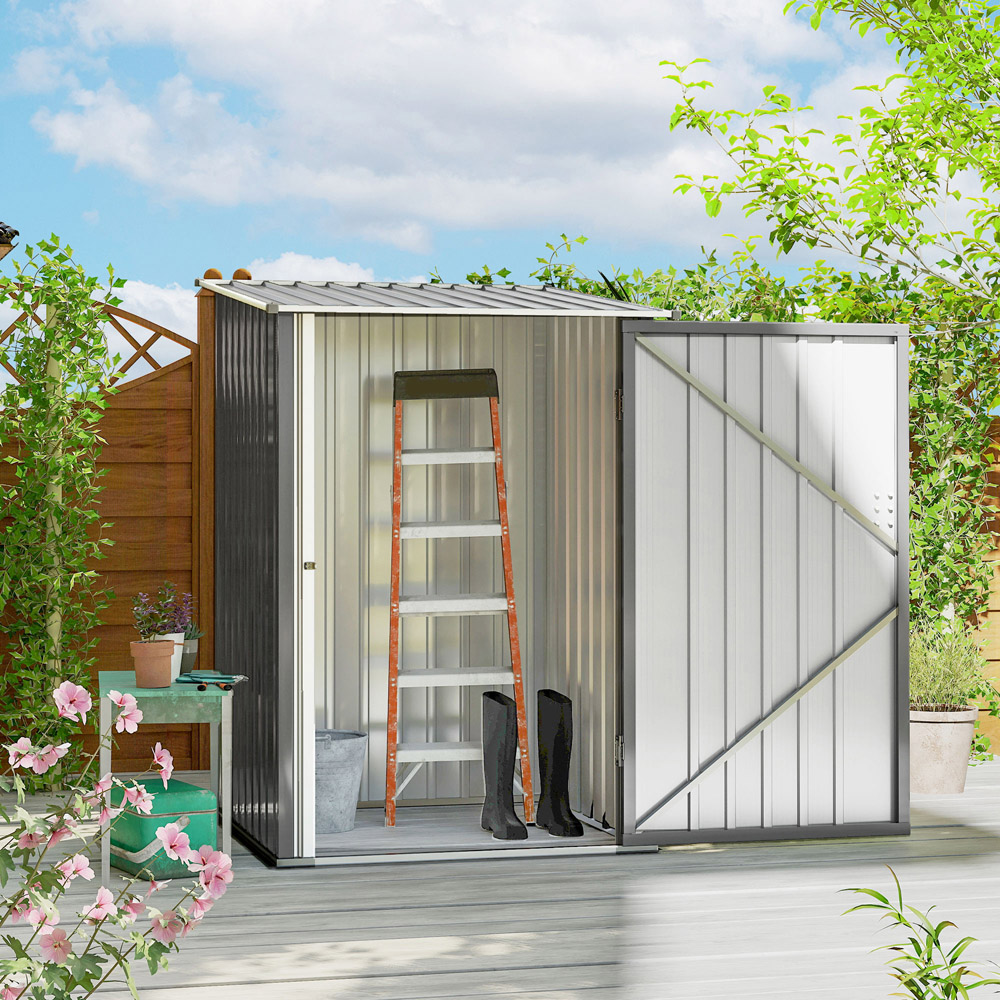 Outsunny 3.3 x 3.4ft Grey Steel Garden Storage Shed with Lockable Door Image 3