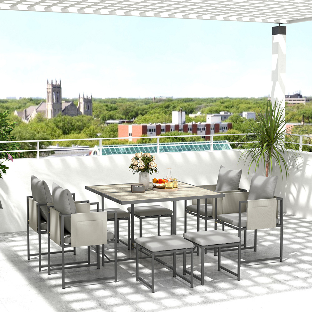 Outsunny 8 Seater Garden Dining Set with Cushions Image 7