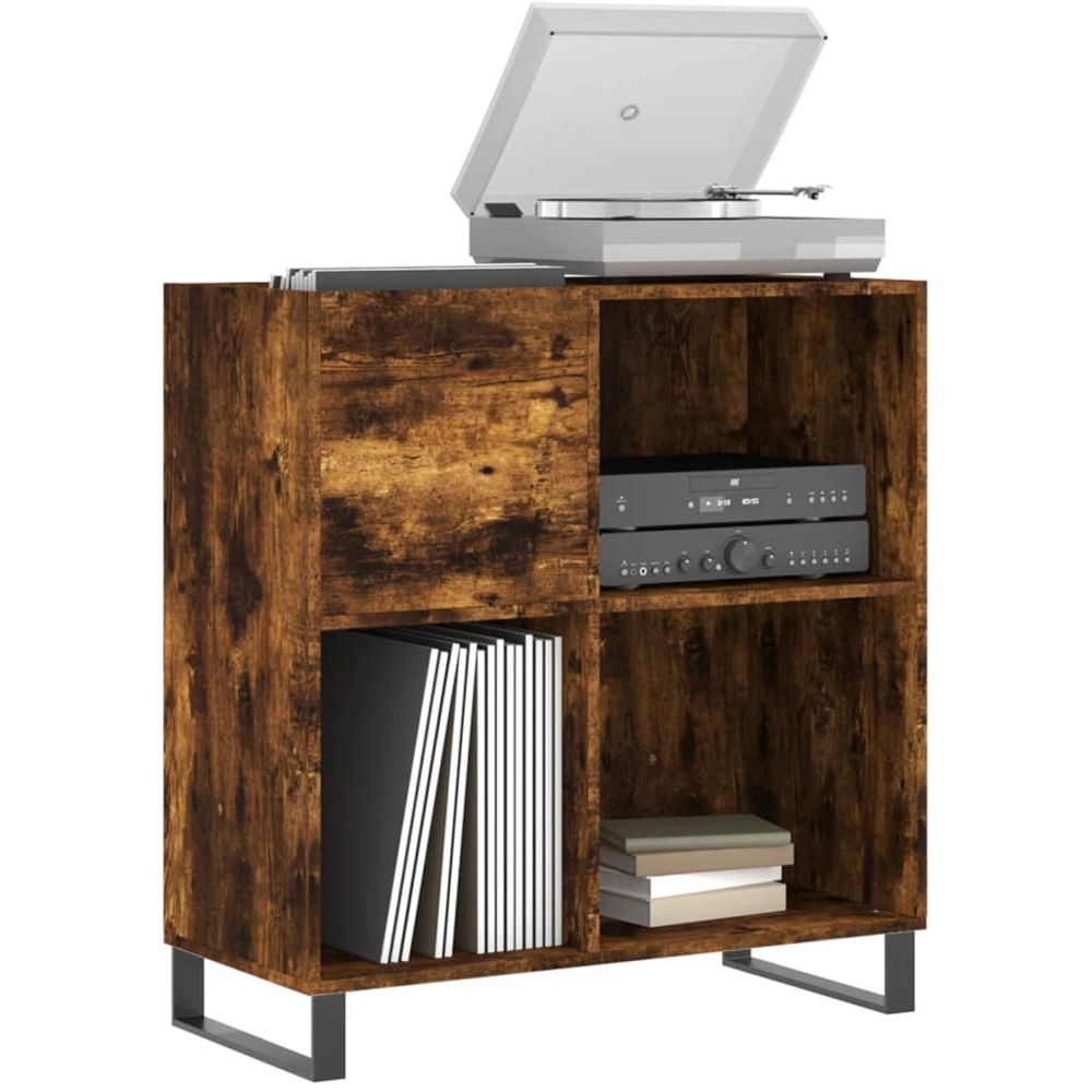 vidaXL 3 Shelf Smoked Oak Record Cabinet Image 3