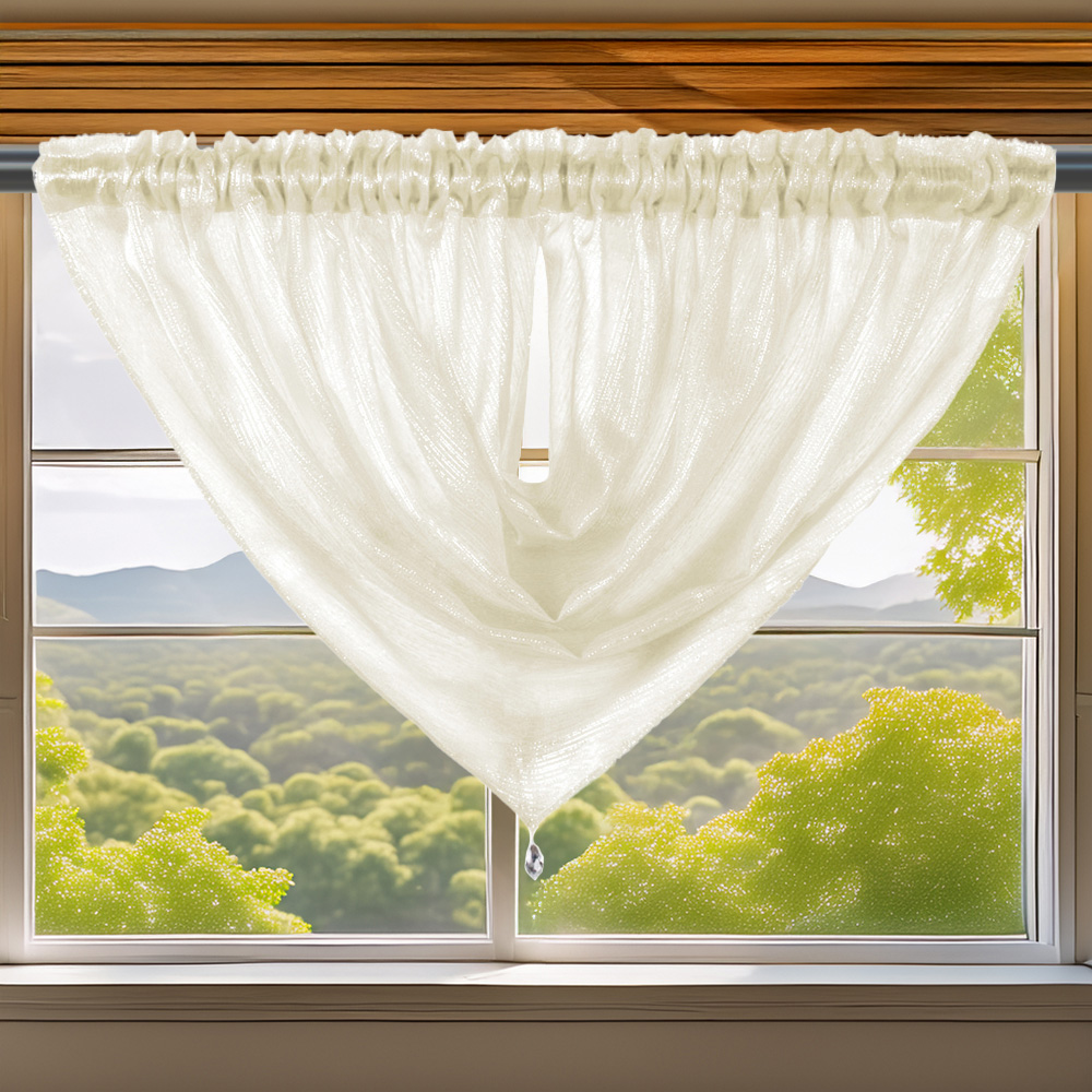 Velosso Alessandria Cream Slot Top Swag Voile Panel Curtain 112 x 99cm Image 1