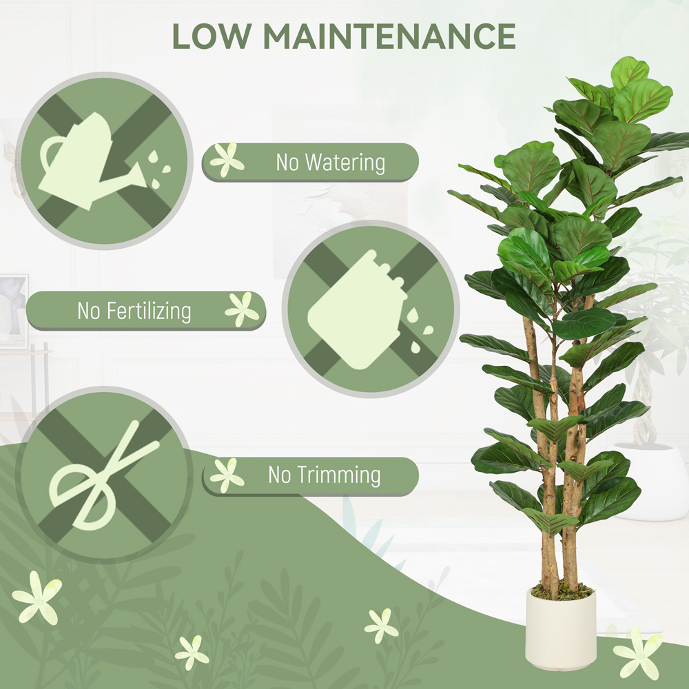 Portland Fiddle Leaf Fig Artificial Tree in Pot with Solid Wood Trunks 5ft Image 6