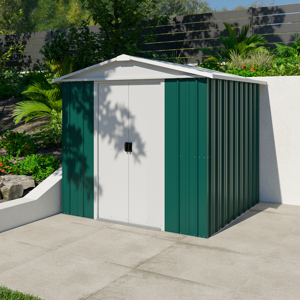 Yardmaster 6.8 x 6.6ft Emerald Green Metal Apex Storage Shed with Floor Support Kit Image 2