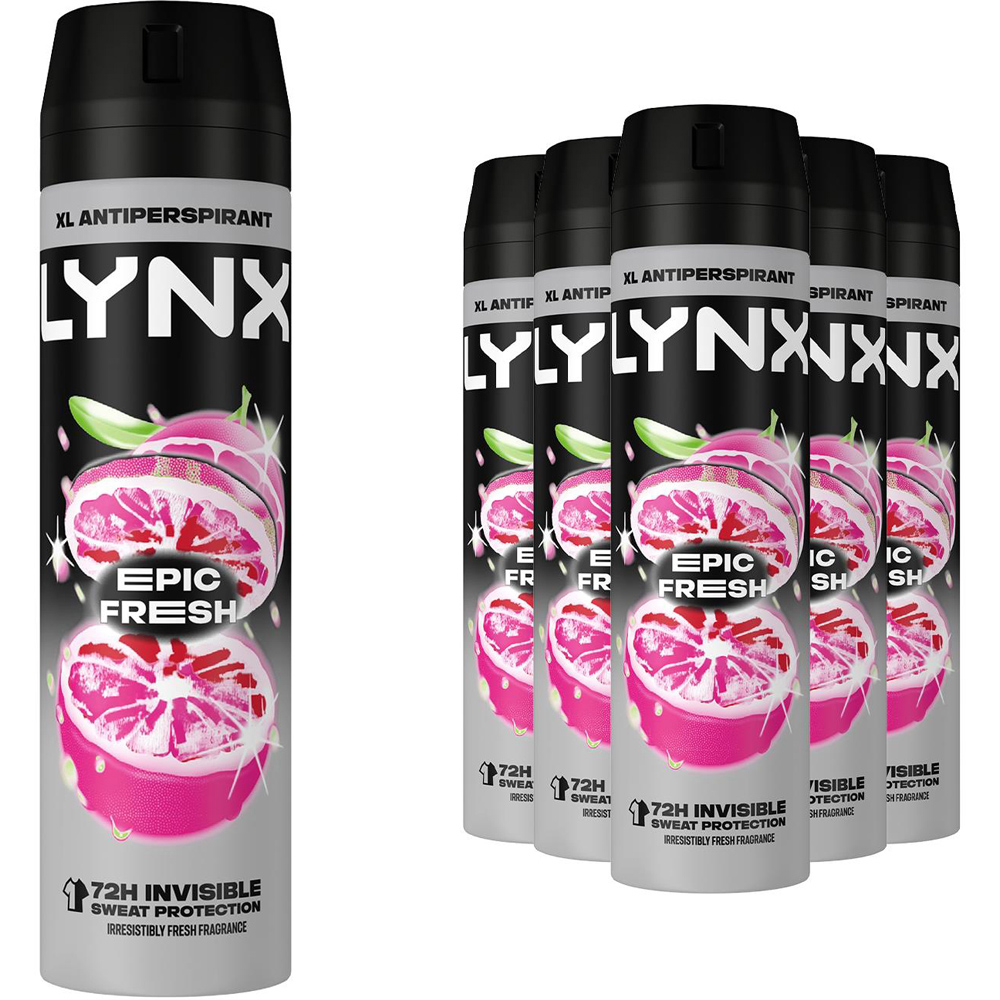 Lynx Epic Fresh Grapefruit and Tropical Pineapple Anti-Perspirant Deodorant Spray 200ml 6 Pack Image 1
