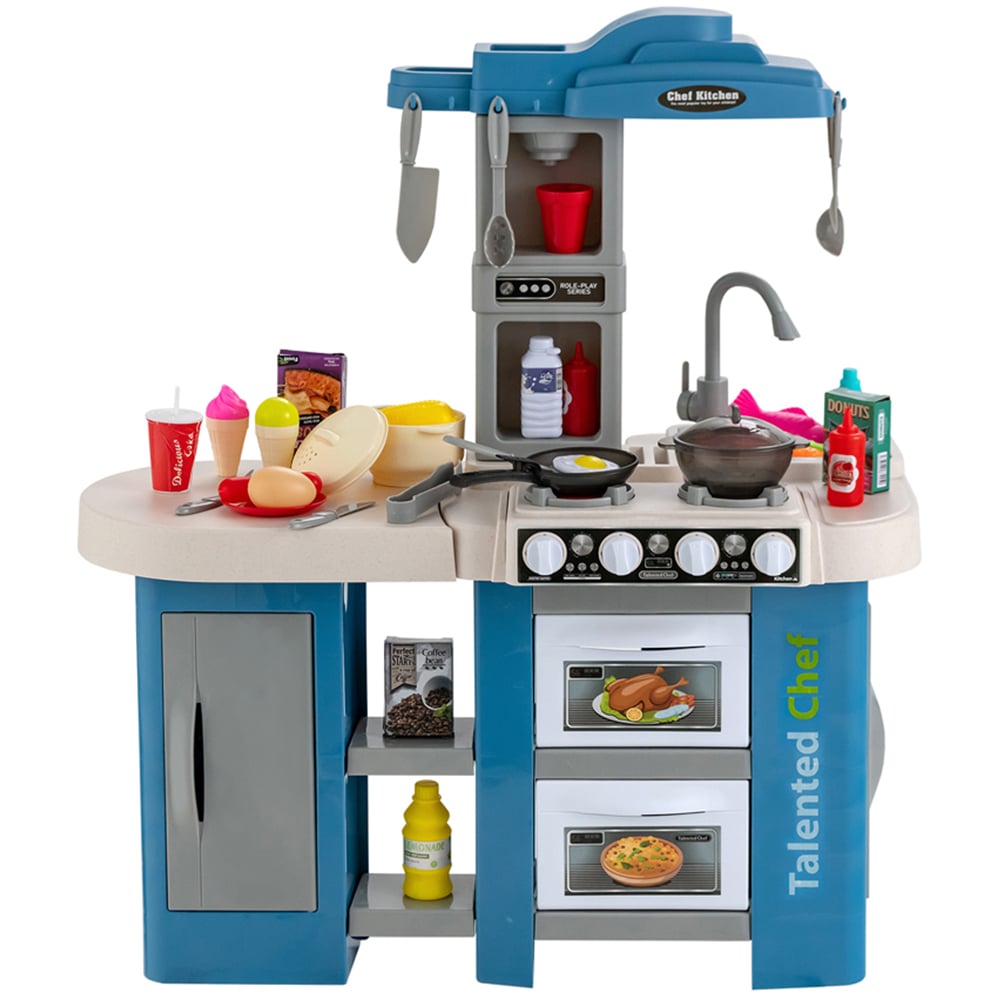 Costway Blue Kids Kitchen Play Set with Lights 67 Piece Image 3