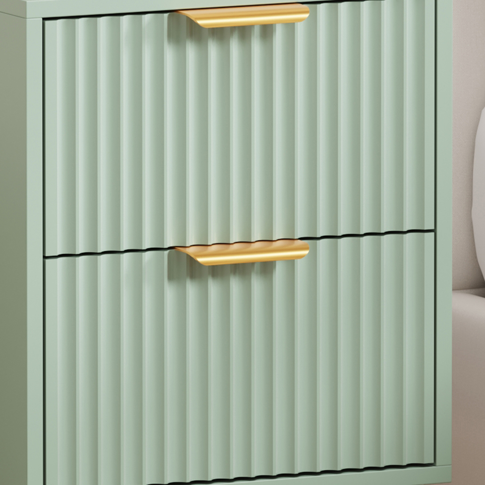 FurnitureHMD 2 Drawer Green Wave Pattern Bedside Table Set of 2 Image 7