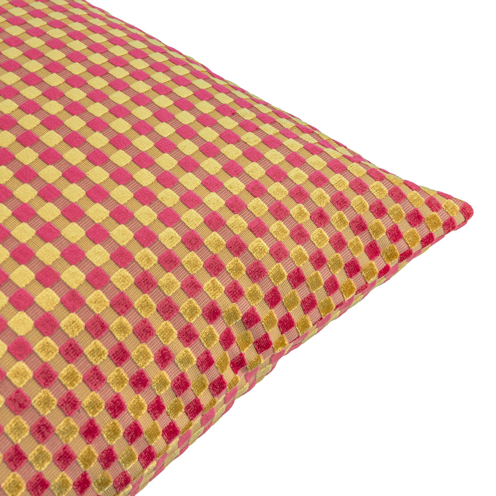 Furn Christmas Hot Pink Checkered Velvet Cushion 45 x 45cm Image 2