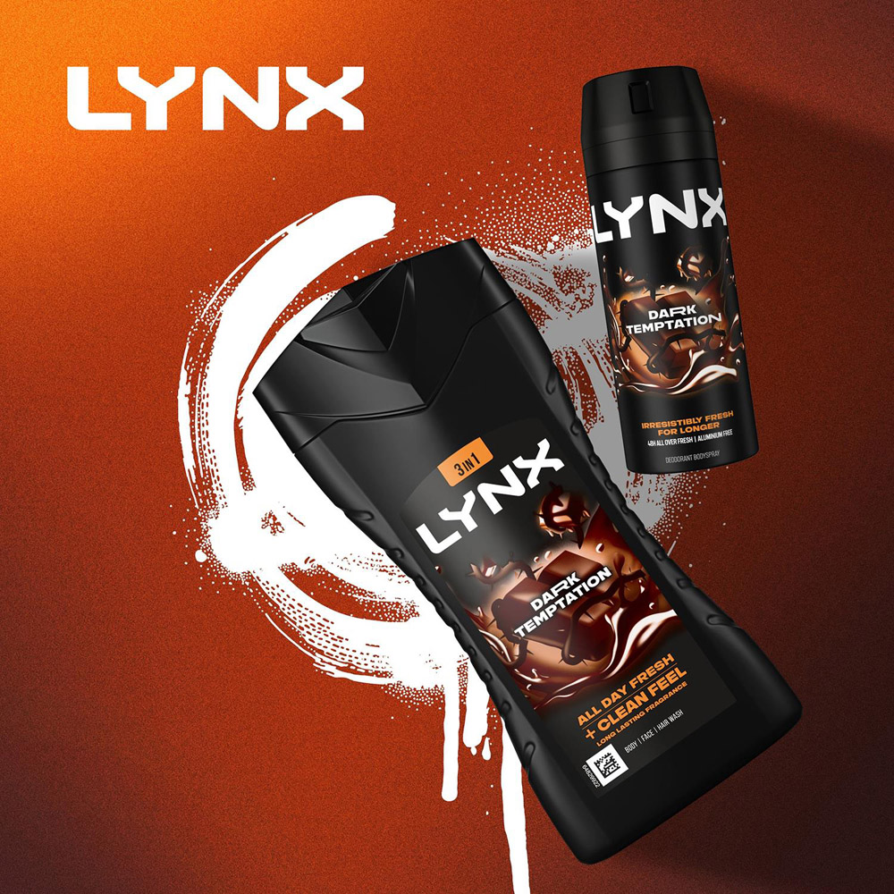 Lynx Dark Temptation 12H Refreshing Fragrance Shower Gel 225ml 36 Pack Image 2