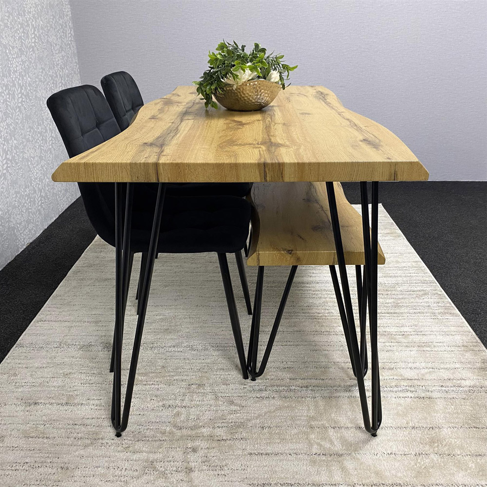 Kosy Koala 4 Seater Velvet Wooden Dining Set with Bench Black Image 5
