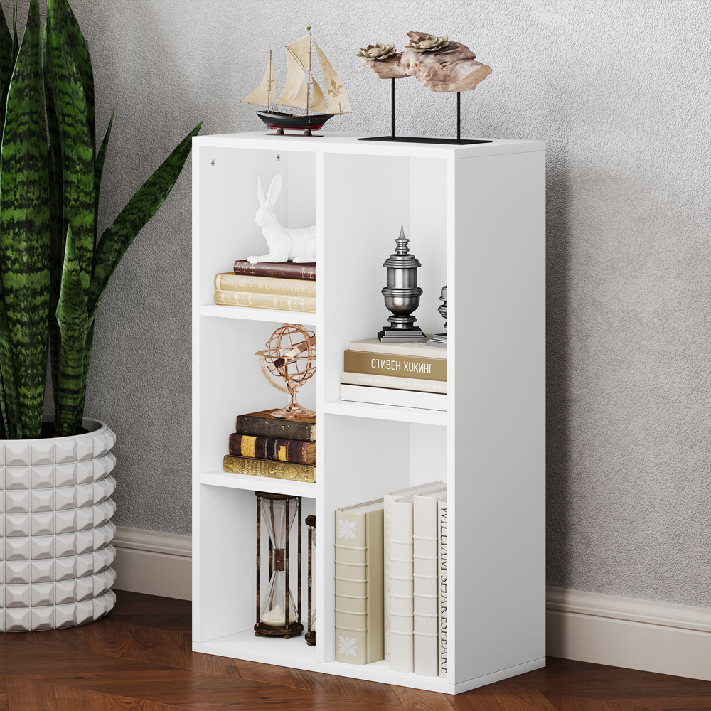 HOMCOM 5 Shelf White Bookshelf Image 3