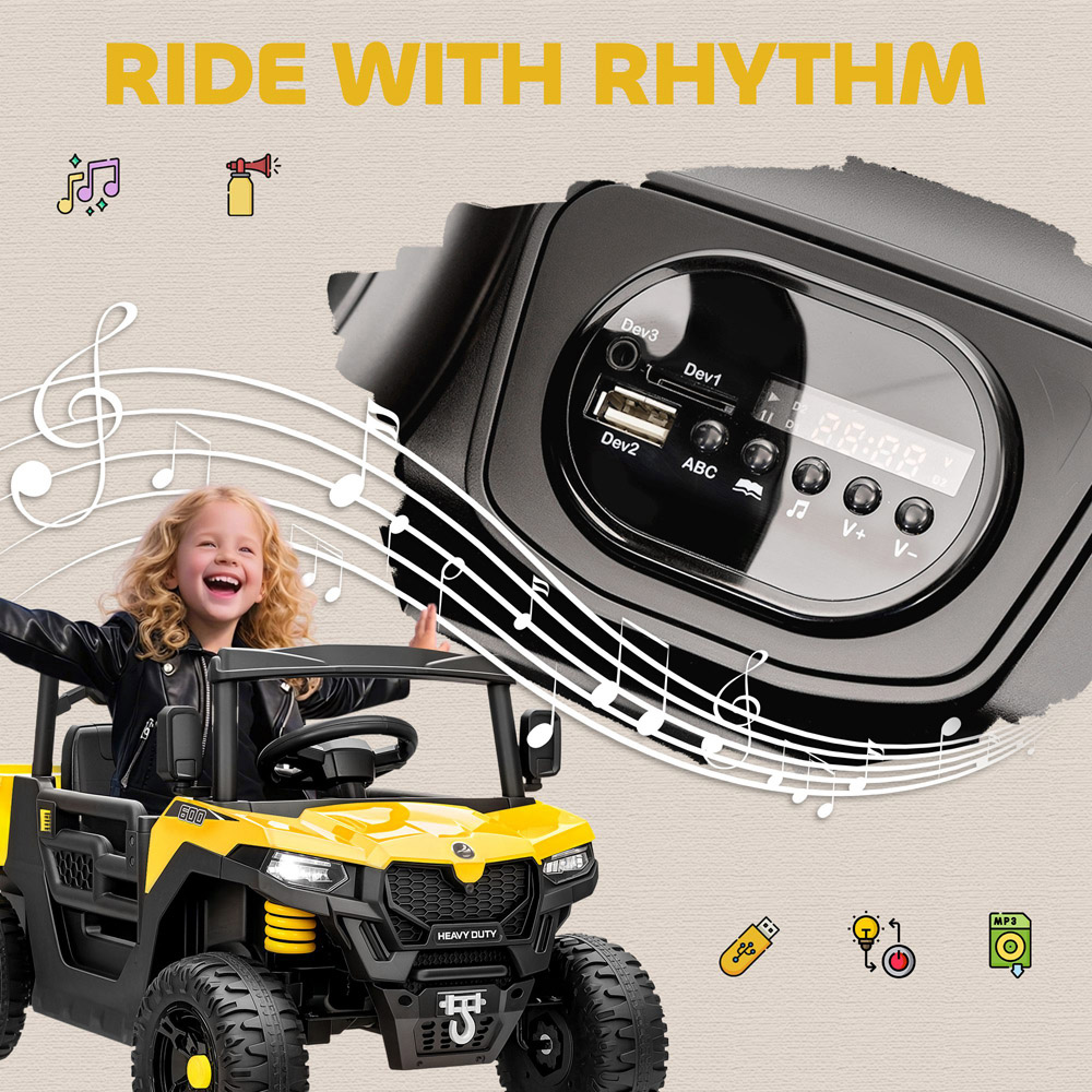 Tommy Toys AIYAPLAY Yellow Kids Ride on Electric UTV Car 12V Image 8