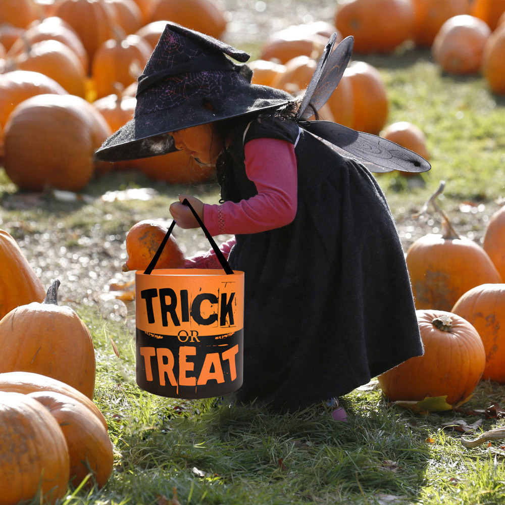 Living and Home Halloween Orange Trick or Treat Candy Bag Image 2
