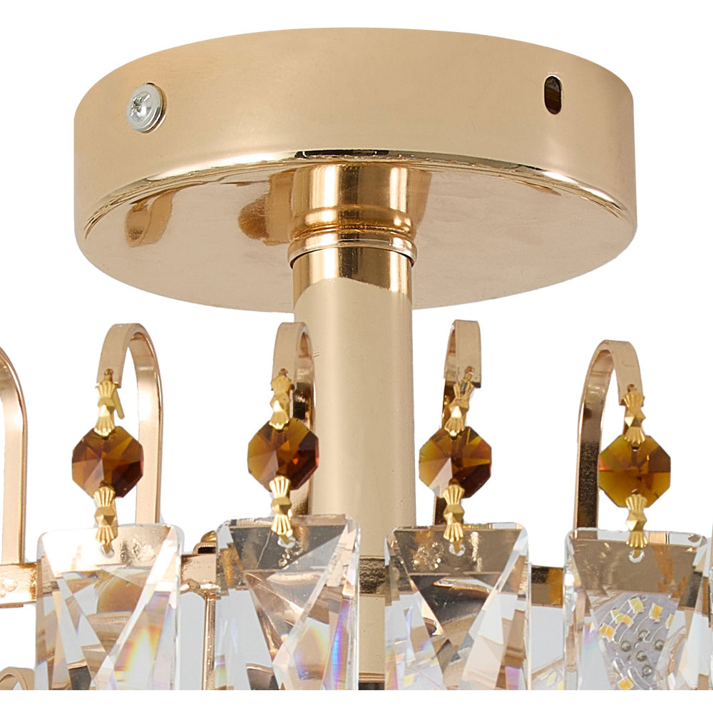 Living and Home Gold Crystal Semi Flush Mount E14 Ceiling Light Image 6