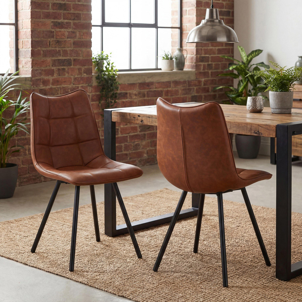 Portland Harper Tan Faux Leather Dining Chair Image 8