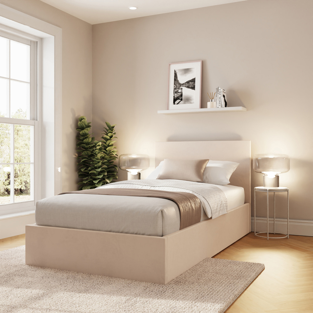 GFW Single Natural Velvet End Lift Ottoman Bed Image 7